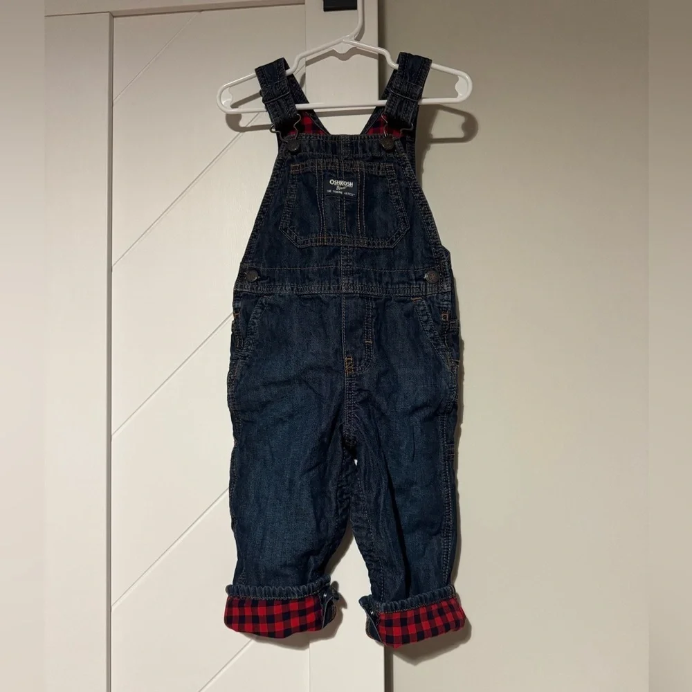 OshKosh B’gosh Infant Denim Overalls Flannel Lined 24M Vestbak
